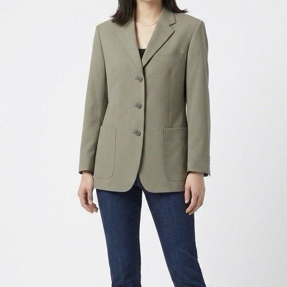 Uniqlo Womens Jacket Blazer Three Button Preppy Minimalist Work Wear Size Xs